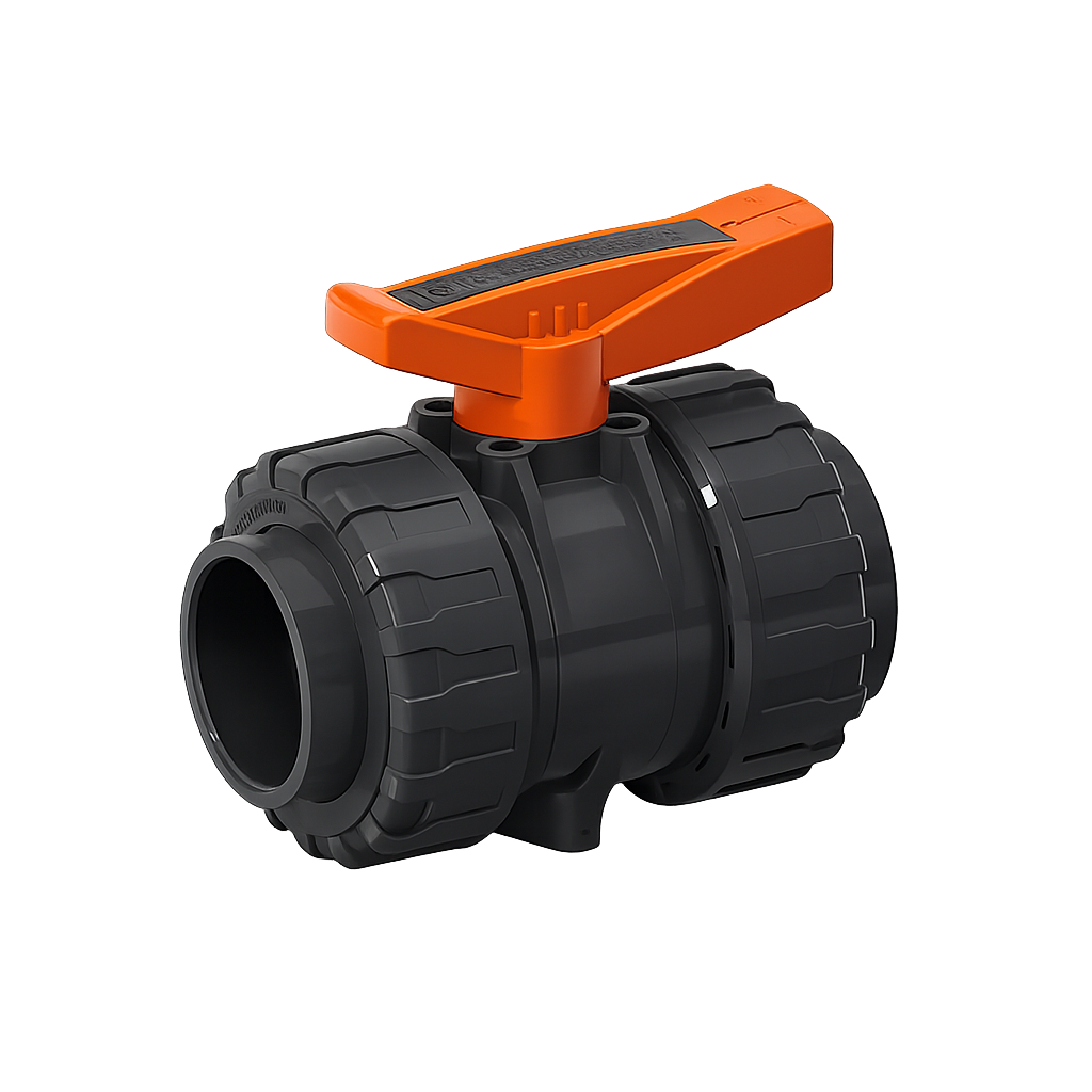 VÁLVULA BOLA PVC UNIÓN AMERICANA - TEFLÓN/EPDM - ASTM F1970